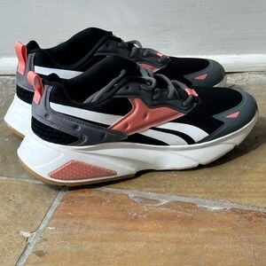 Reebok Women’s Athletic Running Shoes Black Gray Coral Size 7.5 Sneakers